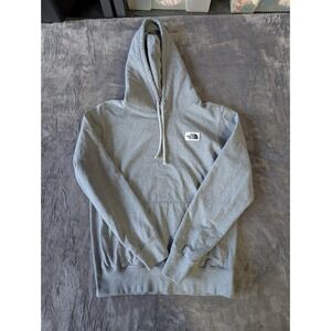 The North Face Mens Pullover Hoodie Heather Gray Logo Patch Sweatshirt Medium